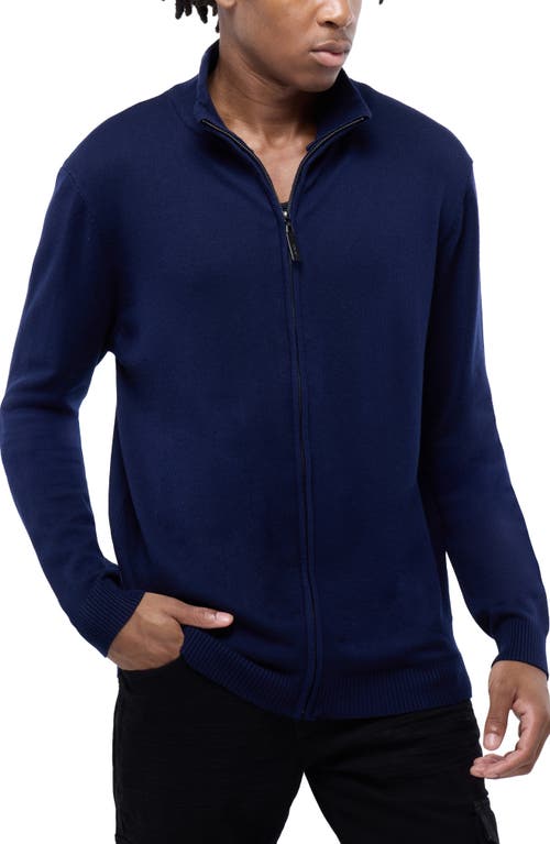 X-ray Xray Mock Neck Full Zip Sweater In Navy