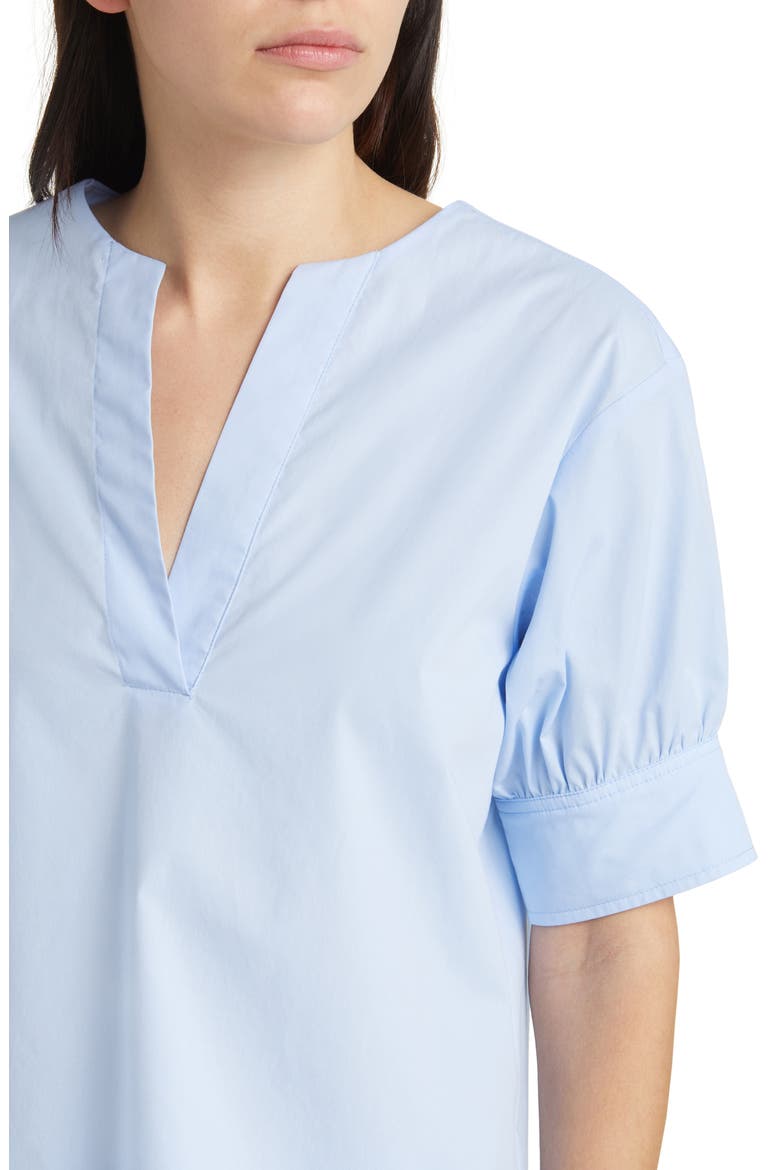 Organic Cotton Split Neck Popover Top, Alternate, color, OXFORD BLUE