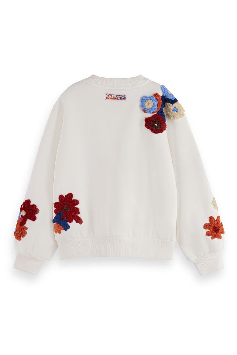 Floral Bouclé Crewneck Sweatshirt, Alternate, color, 0001 OFF WHITE