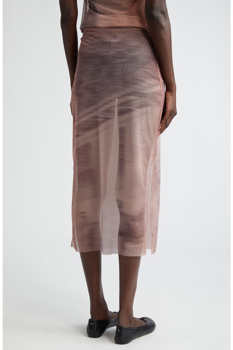 Euphoric Sheer Mesh Midi Skirt, Alternate, color, BROWN PRINT MULTI