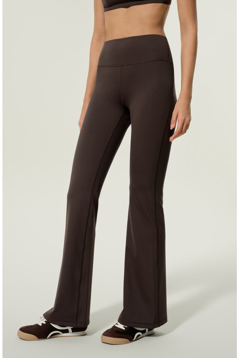 Women's Silk Contour High Rise Flared Drape Flow Leggings, Alternate, color, Coffee Bean