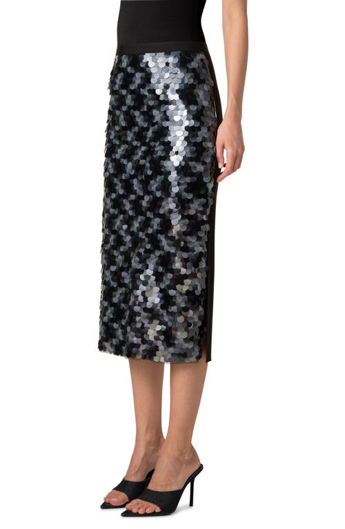 Akris Punto Mix Media Lasercut Dot Sequined Midi Skirt In Black