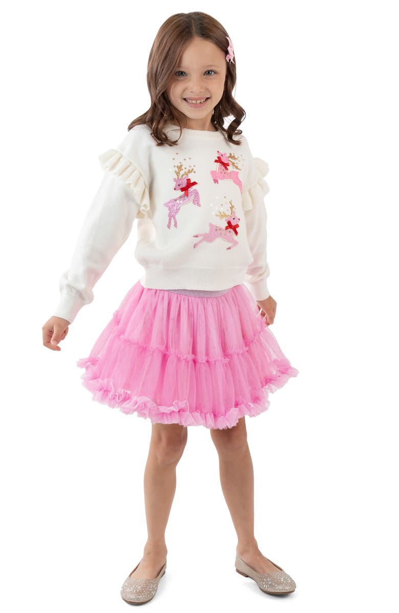 Rare Editions Kids' Appliqué Sweater & Tutu Skirt Set, Alternate, color, Ivory