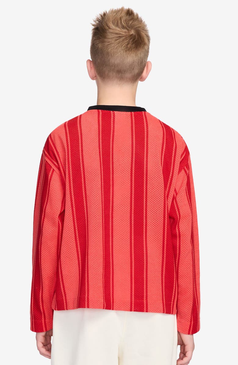 Nike Kids' Sportswear Stripe Long Sleeve Mesh Jersey, Alternate, color, Light Crimson/ Black/ Crimson