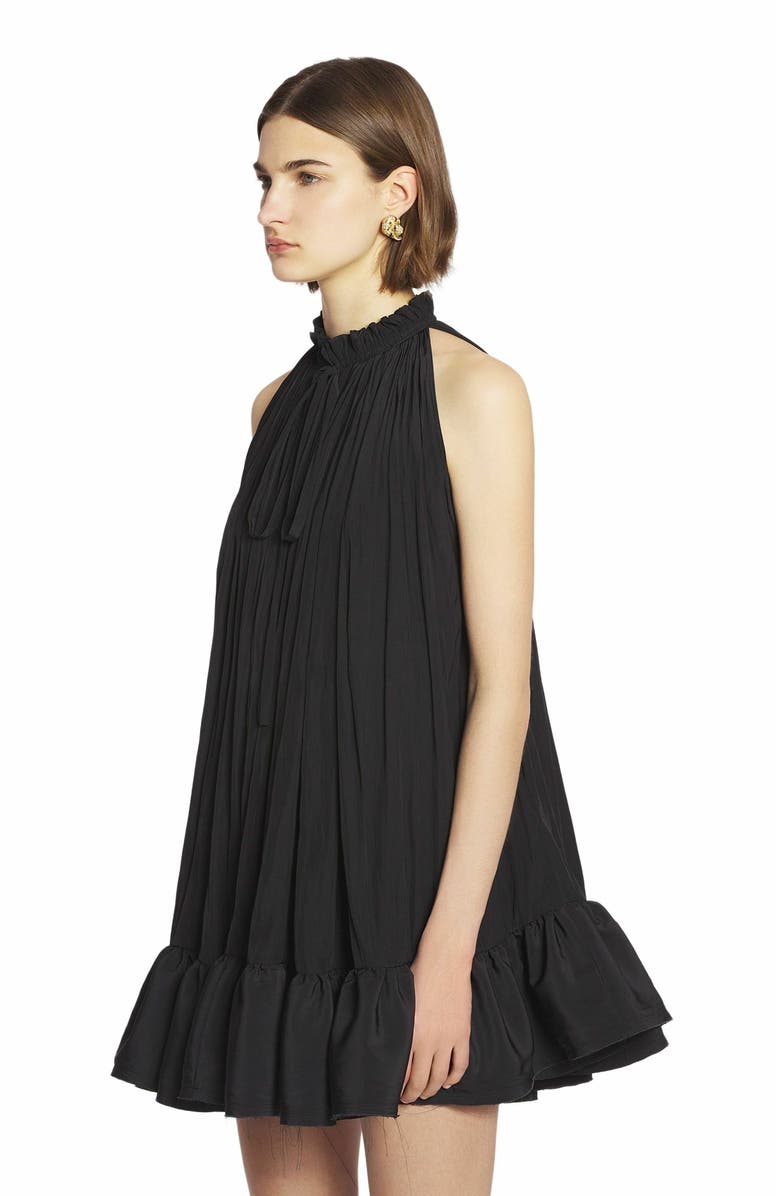 Lanvin Short Dress With Ruffles, Alternate, color, Black