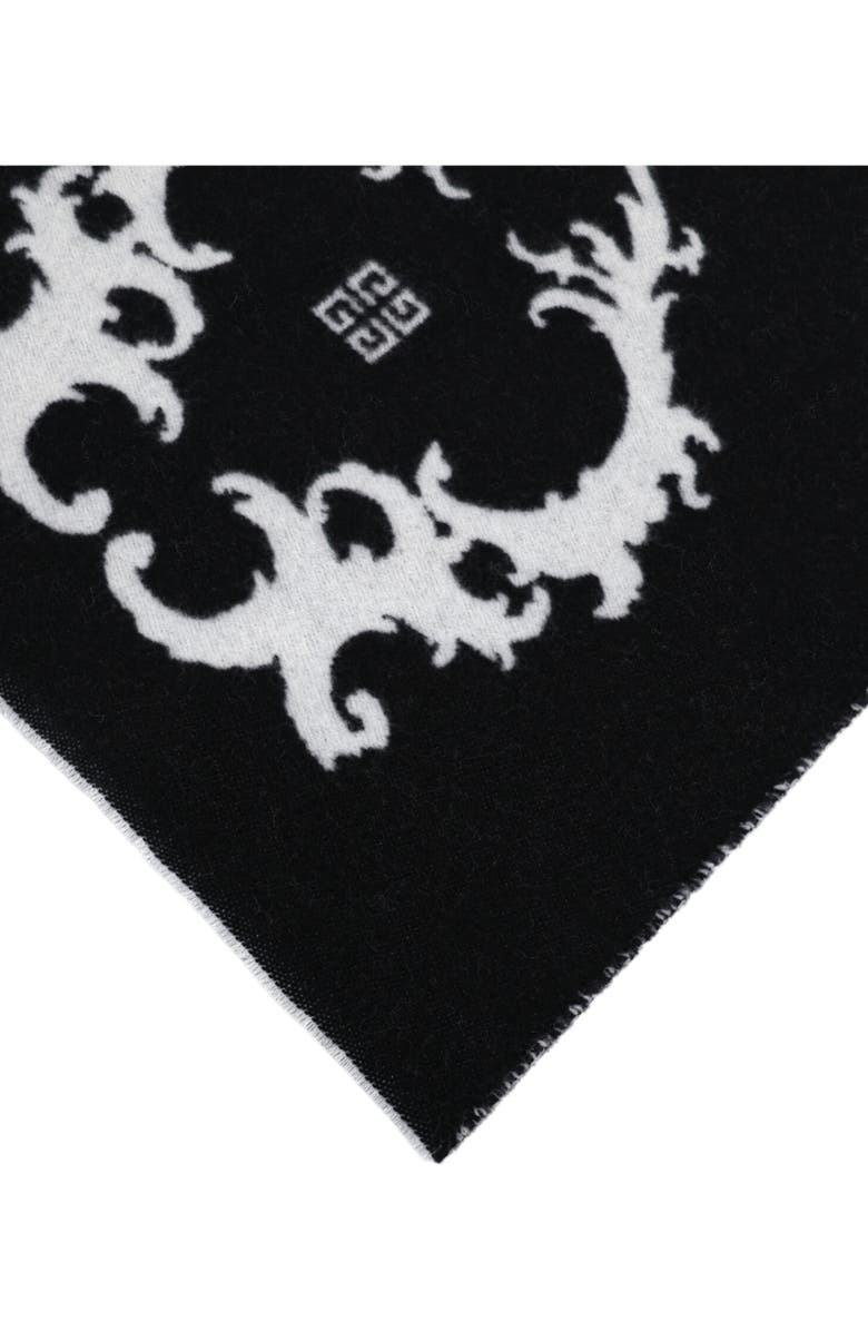 Givenchy Reversible Logo Wool Scarf, Alternate, color, Black White