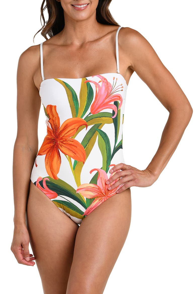 Jungle Blossoms Beaded One-Piece Swimsuit, Main, color, IVORY MULTI