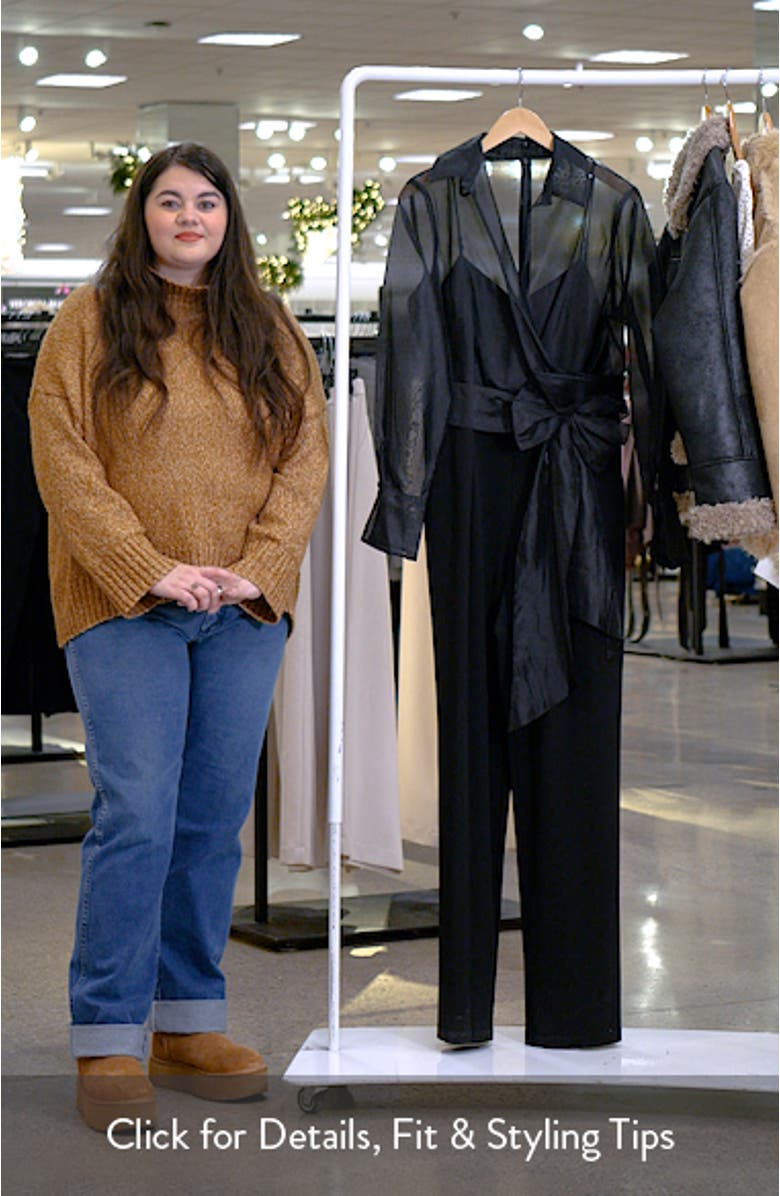 Mixed Media Long Sleeve Jumpsuit, sales video thumbnail