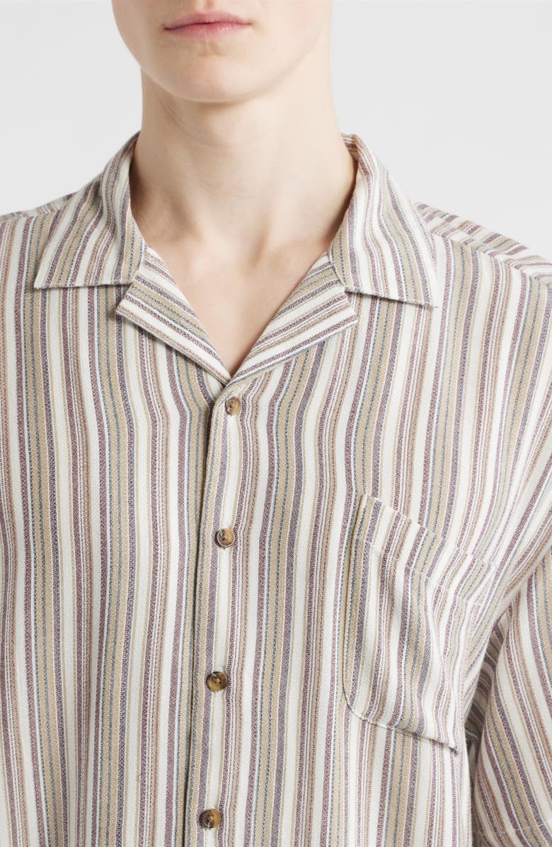 Brixton Bunker Twisted Stripe Camp Shirt, Alternate, color, Robust Red