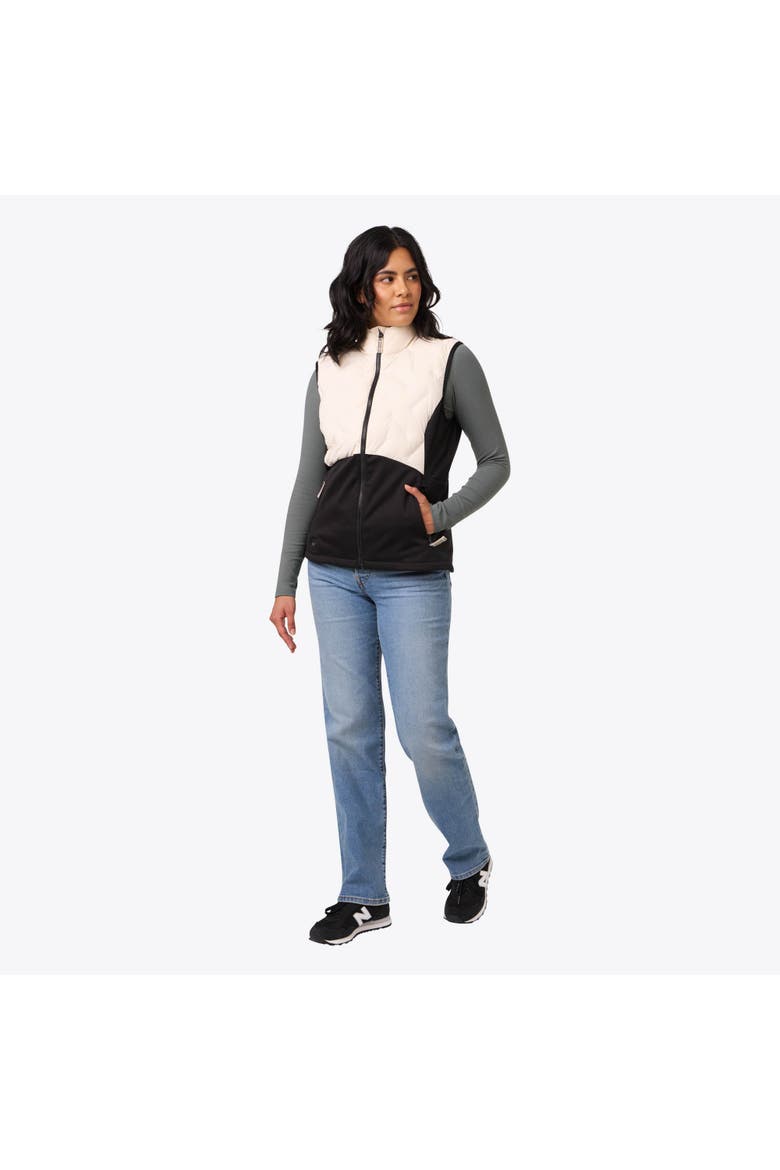 Women's Natural Down Hybrid Heated Vest, Alternate, color, Black/Cream