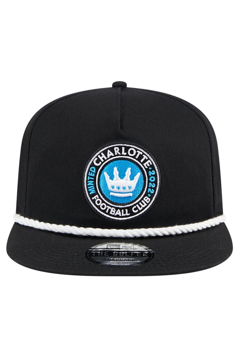 Men's New Era Black Charlotte FC The Golfer Kickoff Collection Adjustable Hat, Alternate, color, Black