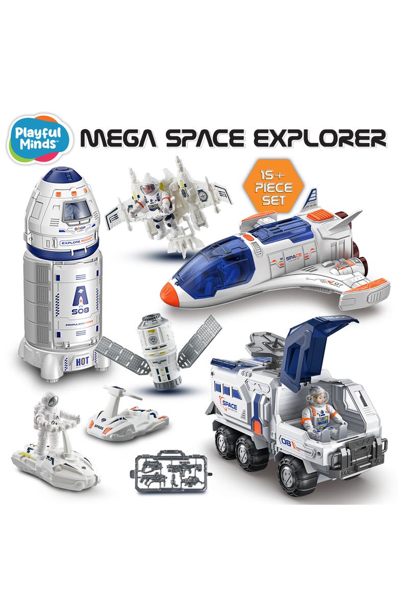 Playful Minds Mega Space Explorer 15 Piece Spaceship Toy Playset, Alternate, color, 