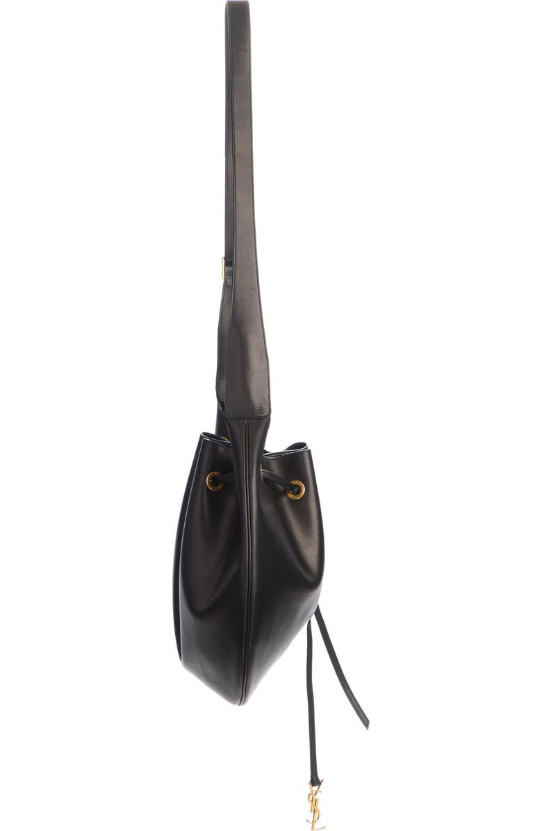 Saint Laurent Paris VII Flat Leather Hobo Bag, Alternate, color,