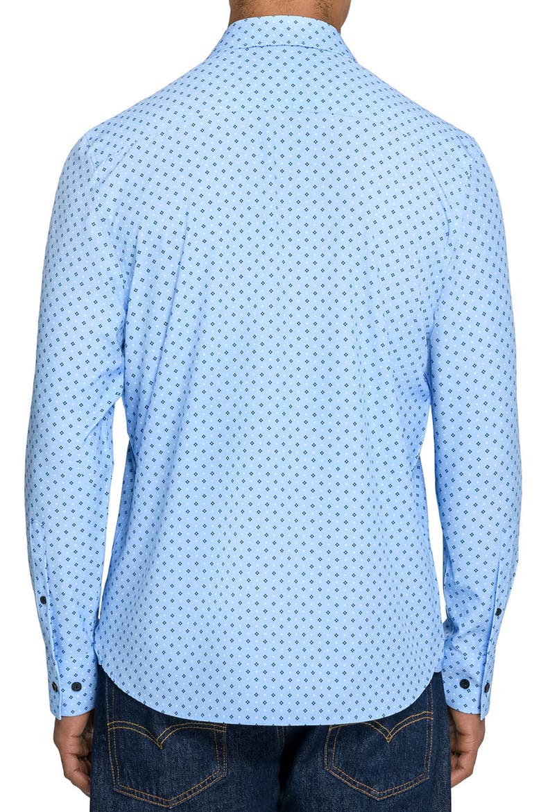 Slim Fit Diamond Dot Performance Long Sleeve Shirt, Alternate, color, LIGHT BLUE/NAVY