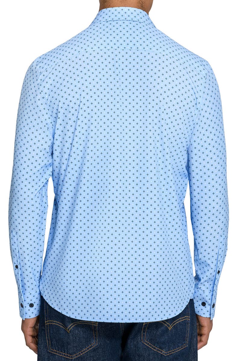 CONSTRUCT Slim Fit Diamond Dot Performance Long Sleeve Shirt, Alternate, color, Light Blue/Navy