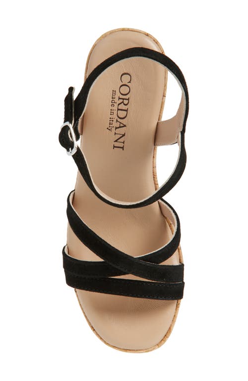 Cordani Jaiden Ankle Strap Platform Wedge Sandal In Black