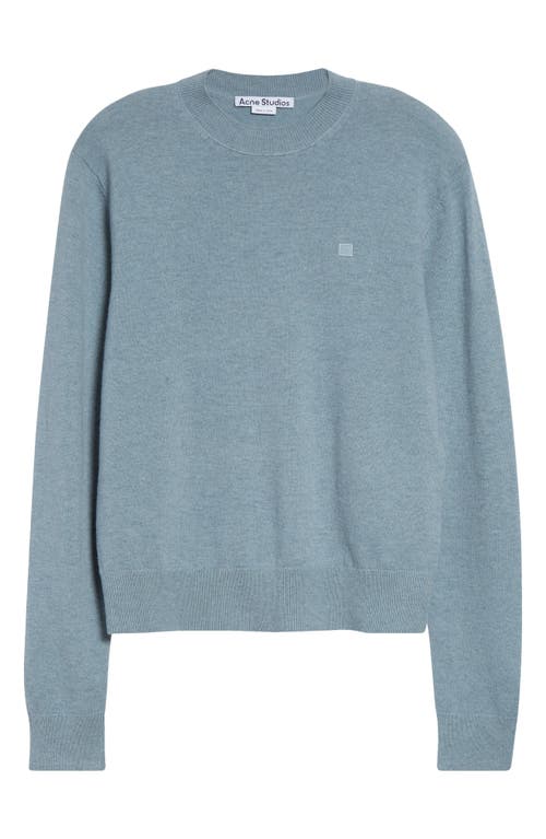 Acne Studios Kalas Core Face Patch Wool & Yak Hair Sweater In Blue