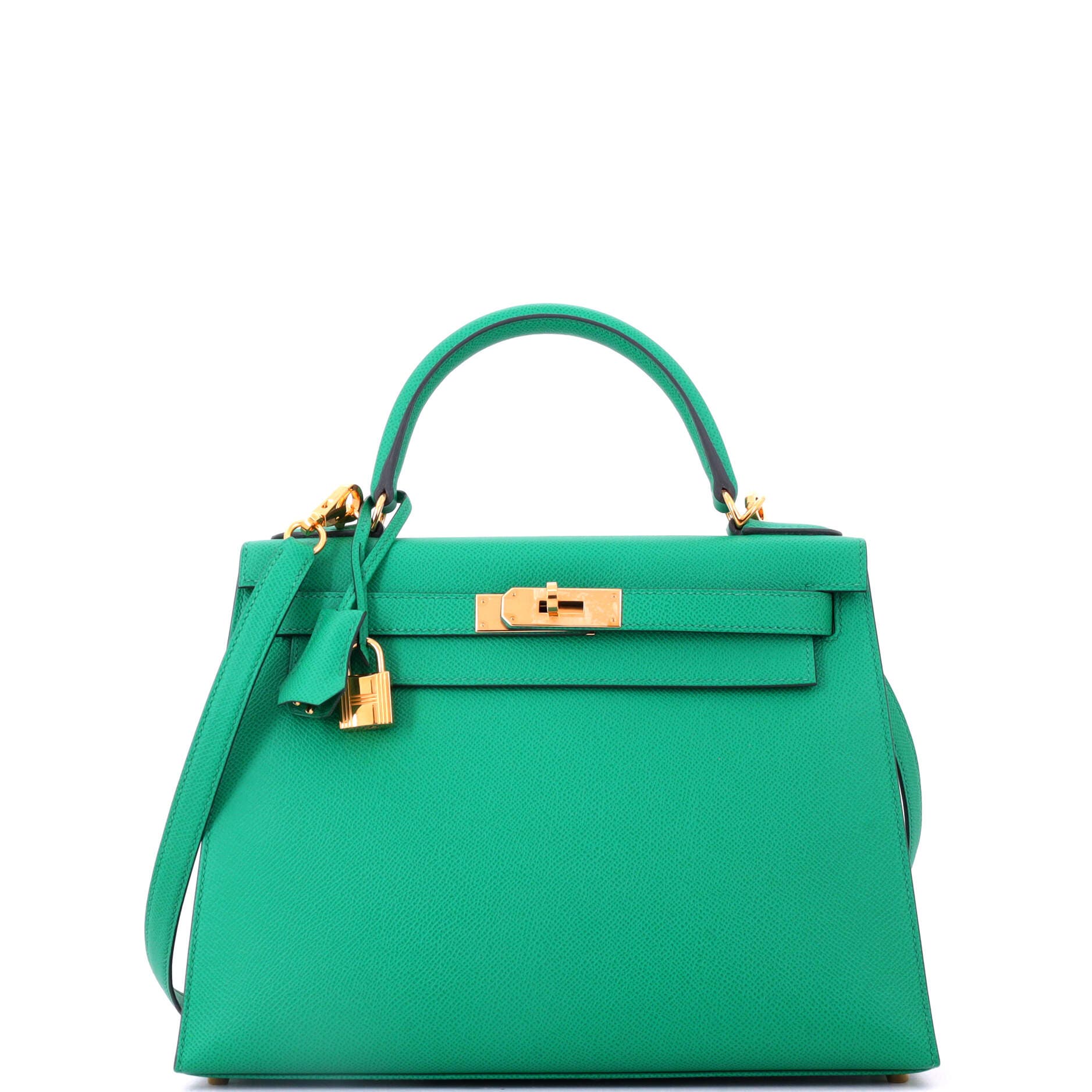 Pre-Owned Hermes Kelly Handbag Green Epsom with Gold Hardware 28, Main, color, Vert Jade