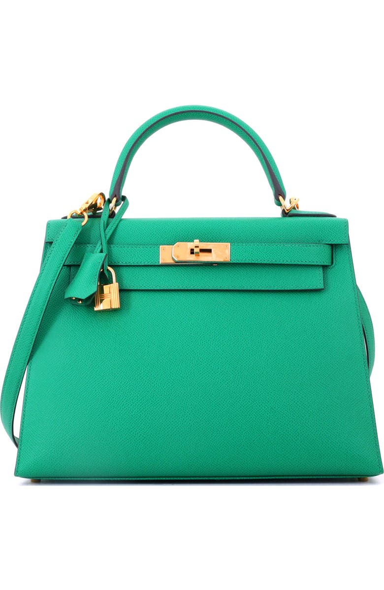 Pre-Owned Hermes Kelly Handbag Green Epsom with Gold Hardware 28, Main, color, Vert Jade