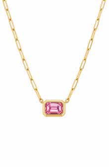 Bezel Set Lab-Created Stone Pendant Necklace