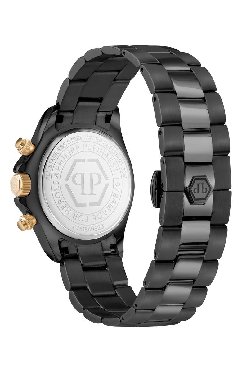 PHILIPP PLEIN Nobile Silicone Strap Chronograph Watch, 43mm, Alternate, color, Ip Black