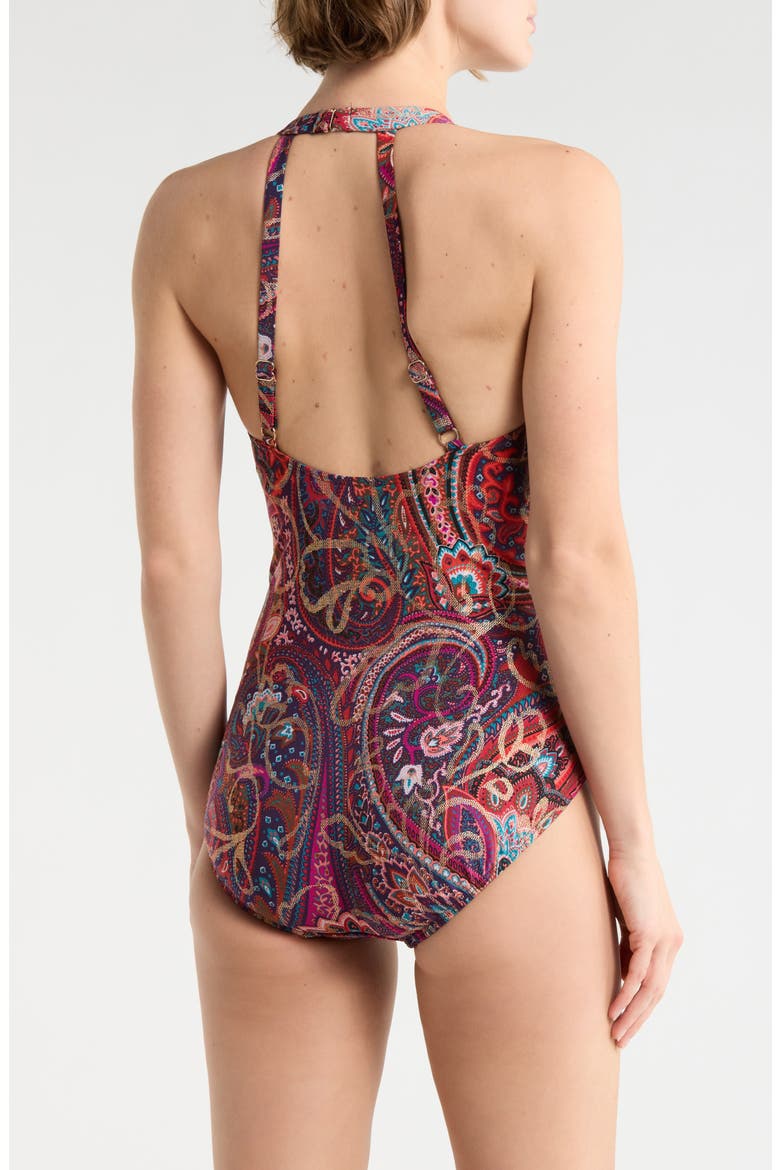 Dynasty Wrapsody Halter One-Piece Swimsuit, Alternate, color, PURPLE MULTI
