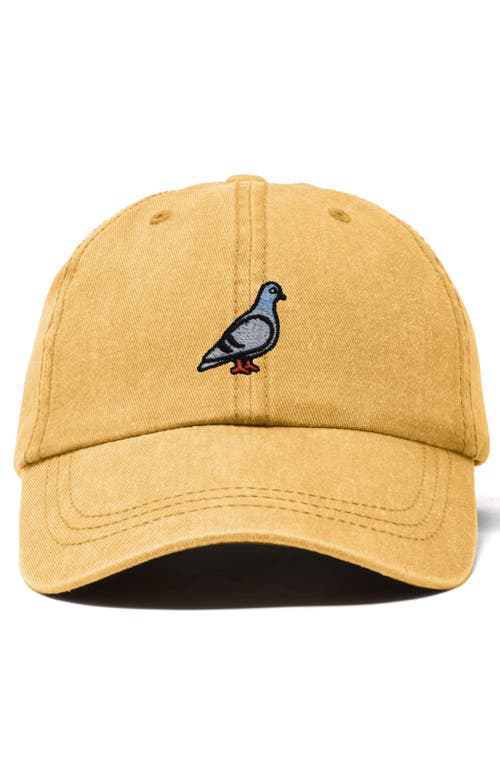 Dalix Pigeon Embroidered Everyday Hat In Washed Gold