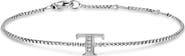 David Yurman Petite Pavé Initial Chain Bracelet in Sterling Silver with Diamonds