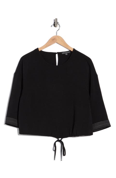 Tie Waist Drop Shoulder Top