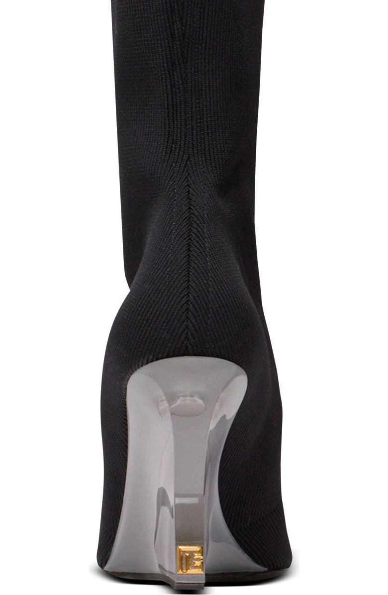 Balmain Wedge knit thigh-high boots, Alternate, color, Black