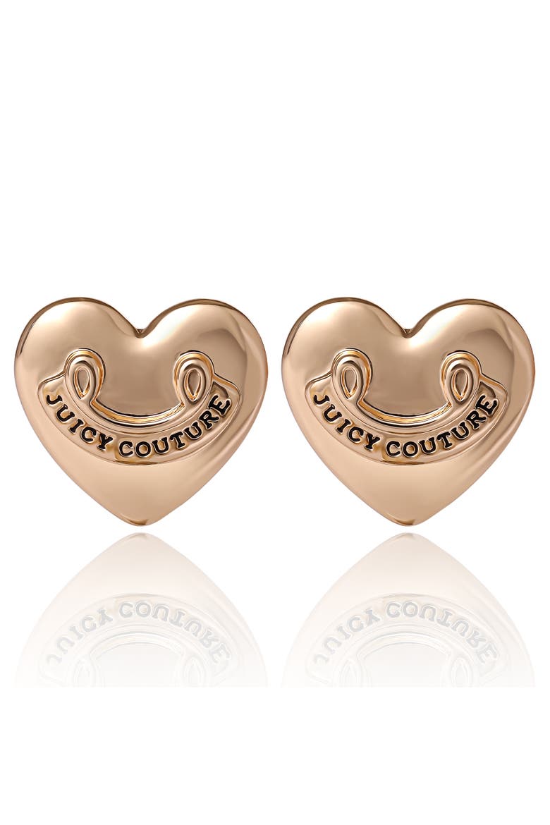 Heart Stud Earrings with Iconic Logo, Main, color, Gold