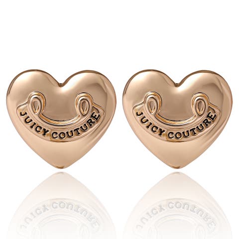 Heart Stud Earrings with Iconic Logo