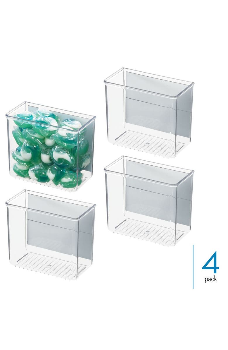 iDesign Magnetic Organizer Bins for Laundry Room - Set of 4 - Clear, Alternate, color, Clear
