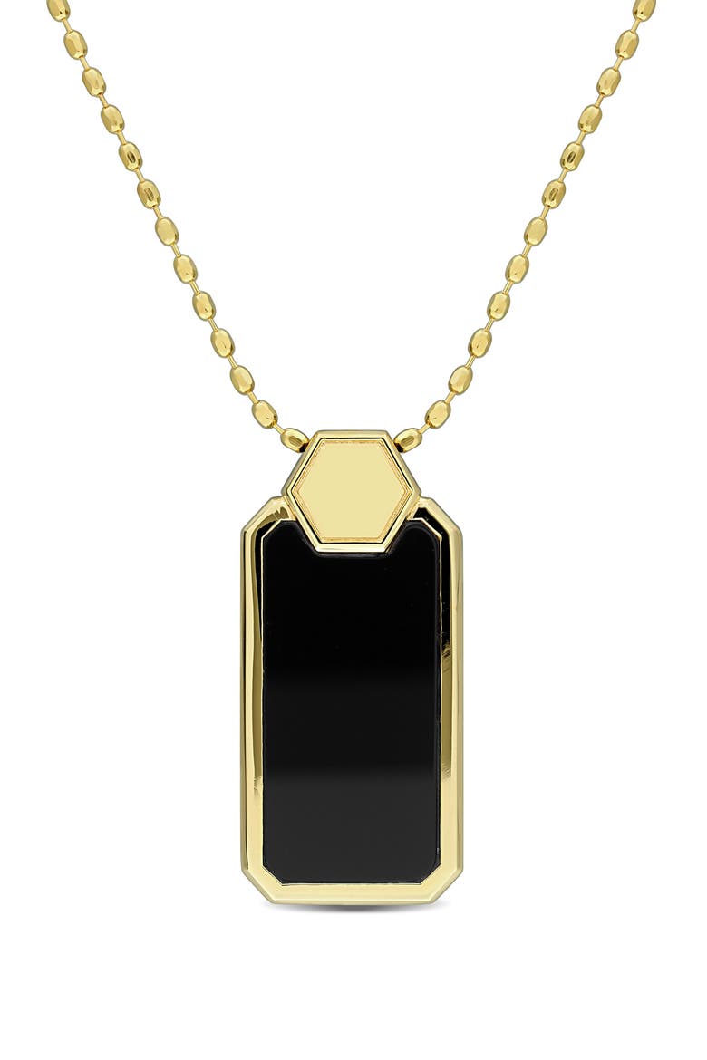 Onyx Geometric Dog Tag Pendant Necklace, Main, color, BLACK