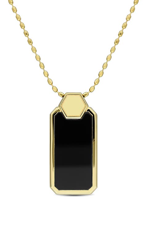 Onyx Geometric Dog Tag Pendant Necklace