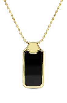 Onyx Geometric Dog Tag Pendant Necklace