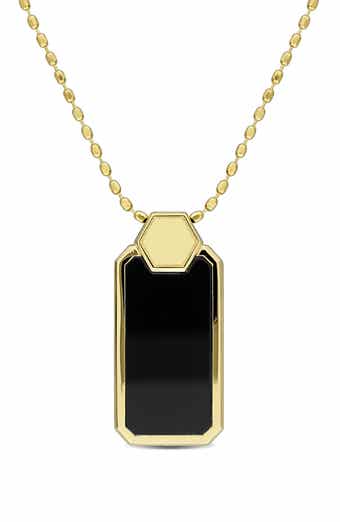Onyx Geometric Dog Tag Pendant Necklace