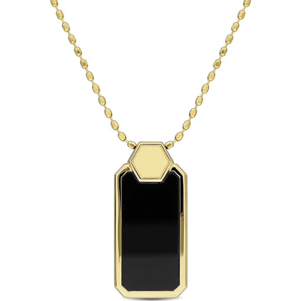 Delmar Onyx Geometric Dog Tag Pendant Necklace In Gold