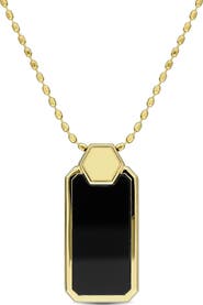 DELMAR Onyx Geometric Dog Tag Pendant Necklace