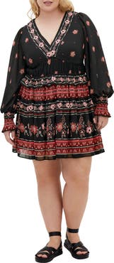 City Chic Ophelia Floral Print Long Sleeve Dress
