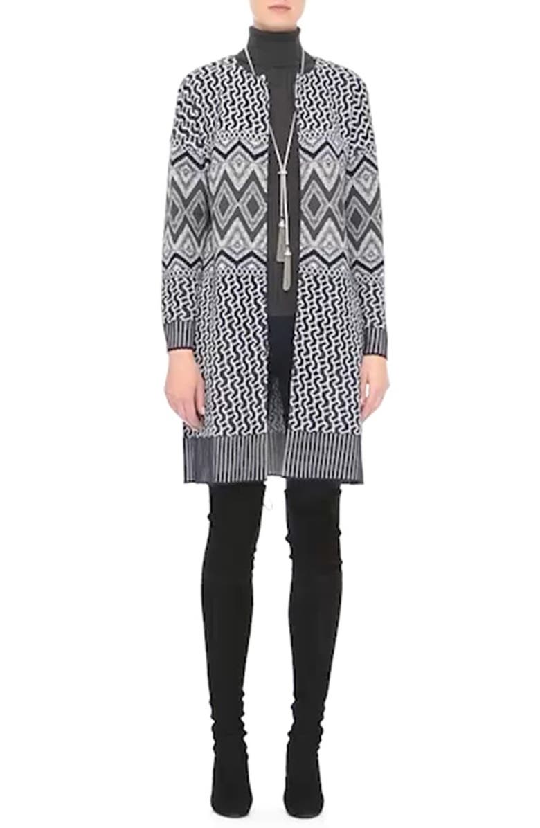 St. John Collection Diamond Knit Wool Blend Topper, Alternate, color, 