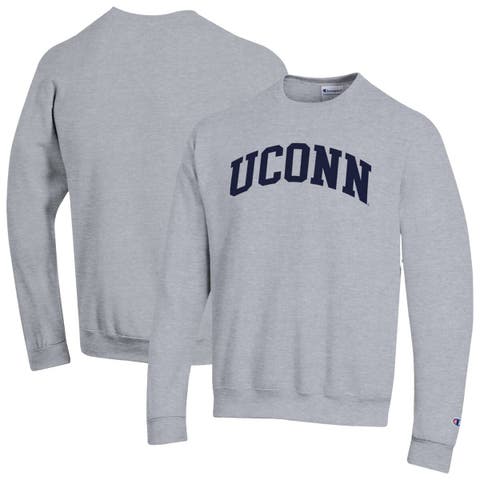 Men's Champion  Heather Gray UConn Huskies Basic Arch Fleece Pullover Sweatshirt
