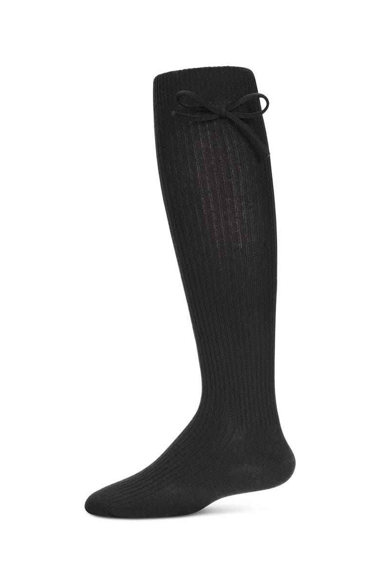 MeMoi Ribbed Bow Knee-High Socks, Main, color, Black