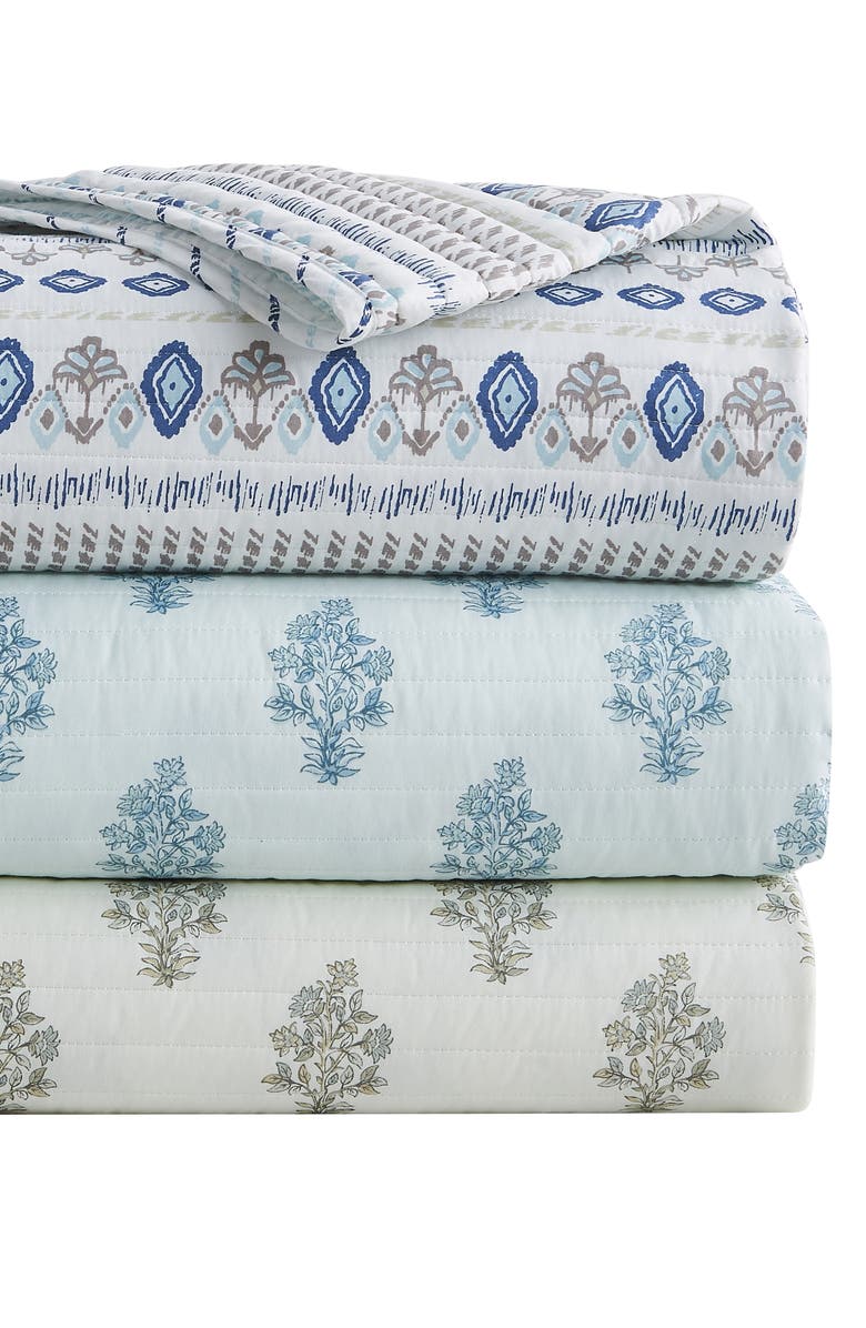 Woven & Weft Floral Print 3-Piece Quilt Set, Alternate, color, Vintage Floral Stripe - Blue