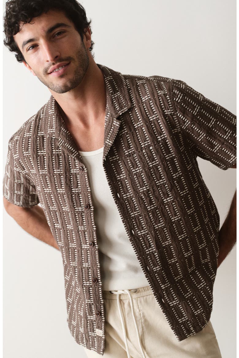Dobby Resort Camp Shirt, Alternate, color, BROWN
