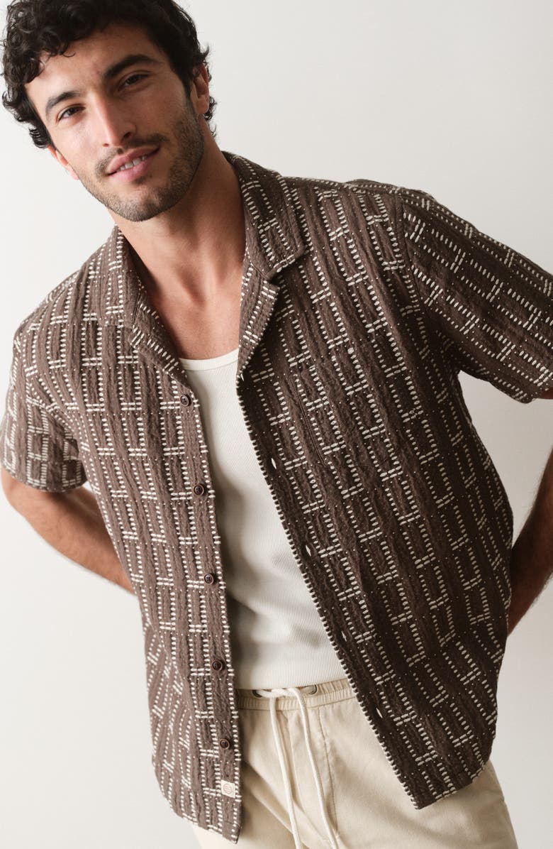 Marine Layer Dobby Resort Camp Shirt, Alternate, color, Brown