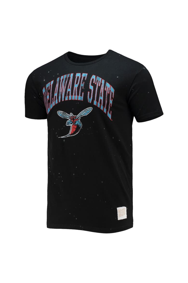 Men's Original Retro Brand Black Delaware State Hornets Bleach Splatter T-Shirt, Alternate, color, Black