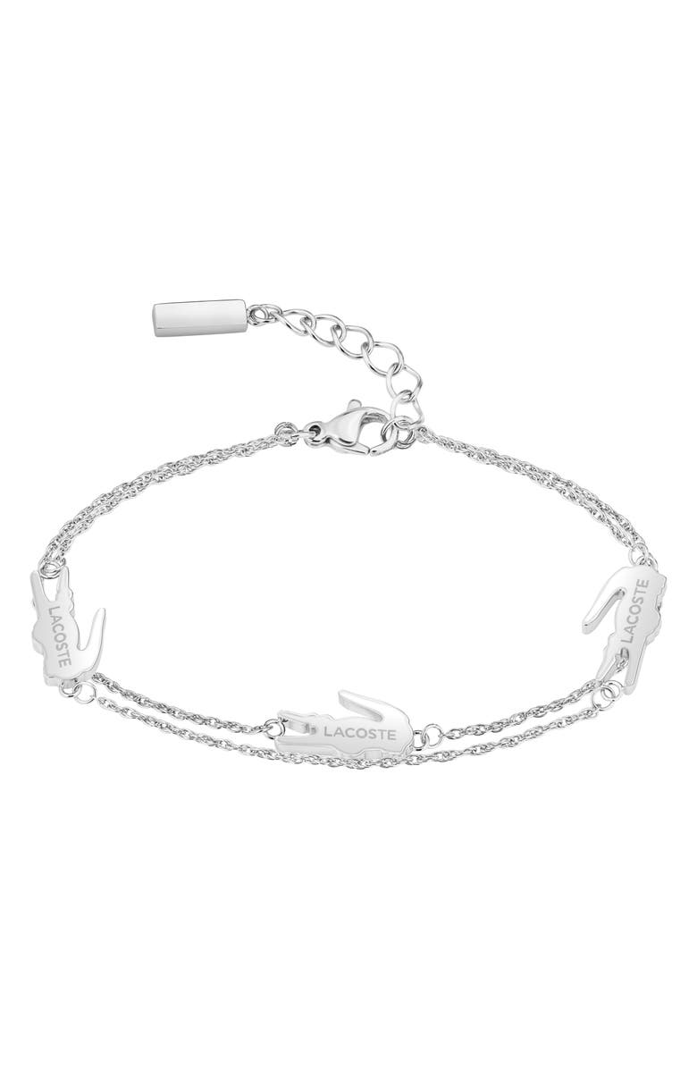 Lacoste Crocodile Station Bracelet, Alternate, color, Silver