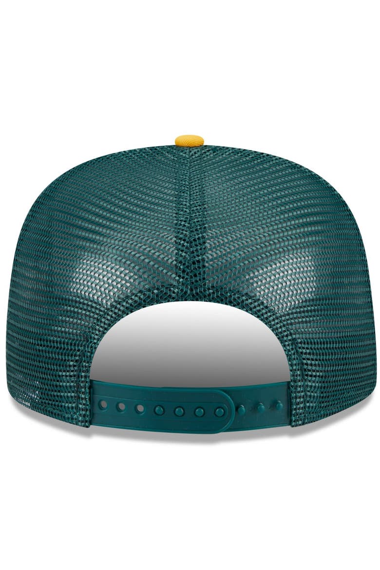 Men's New Era White/Gold Oakland Athletics Team Foam Front A-Frame Trucker 9FIFTY Snapback Hat, Alternate, color, White