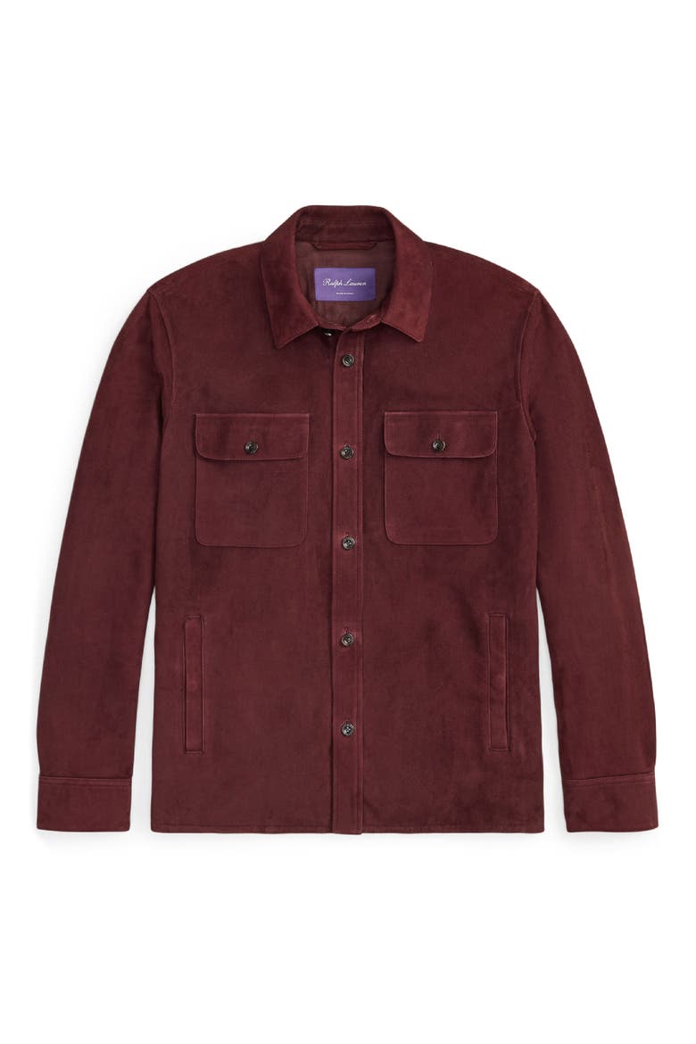 Calloway Insulated Lambskin Suede Shirt Jacket, Alternate, color, BORDEAUX